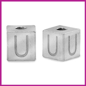 RVS stainless steel initial cube zilver U