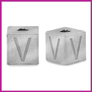 RVS stainless steel initial cube zilver V