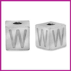 RVS stainless steel initial cube zilver W