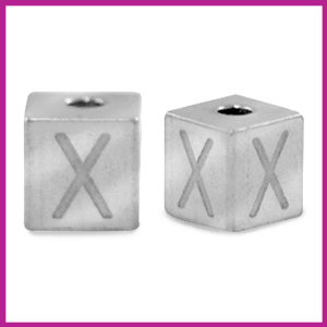 RVS stainless steel initial cube zilver X