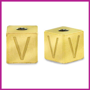 RVS stainless steel initial cube goud V