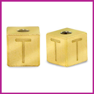 RVS stainless steel initial cube goud T