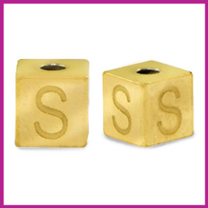 RVS stainless steel initial cube goud S