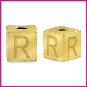 RVS stainless steel initial cube goud R