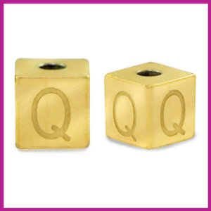 RVS stainless steel initial cube goud Q