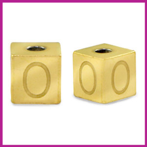 RVS stainless steel initial cube goud O