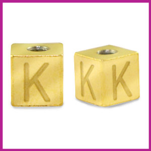 RVS stainless steel initial cube goud K