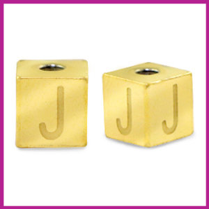 RVS stainless steel initial cube goud J