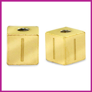 RVS stainless steel initial cube goud I