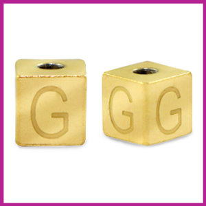 RVS stainless steel initial cube goud G