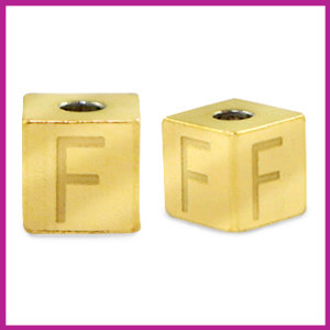 RVS stainless steel initial cube goud F