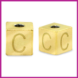 RVS stainless steel initial cube goud C