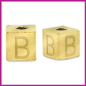 RVS stainless steel initial cube goud B