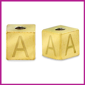 RVS stainless steel initial cube goud A
