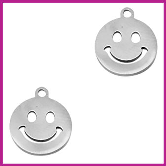 RVS stainless steel bedel smiley zilver