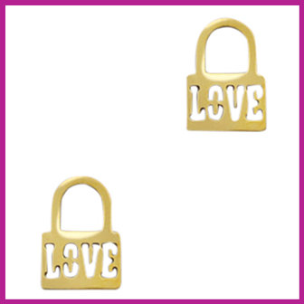 RVS stainless steel bedel slot &quot;LOVE&quot; goud