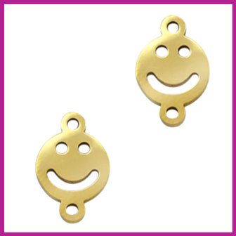 RVS stainless steel tussenstuk smiley goud