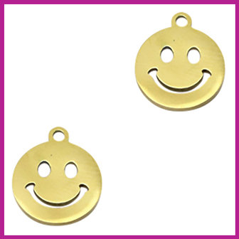 RVS stainless steel bedel smiley goud