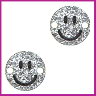 Plexx tussenstuk smiley silver glitter