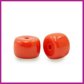 Glaskraal rondel 6mm candy red