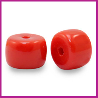 Glaskraal rondel 8mm candy red