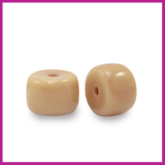 Glaskraal rondel 6mm nude brown