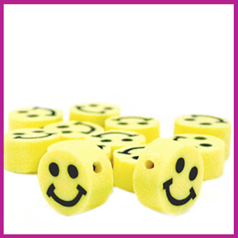 Polymeer kraal smiley yellow