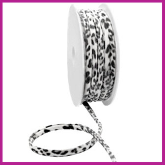 Stitched elastisch lint Ibiza black-white leopard