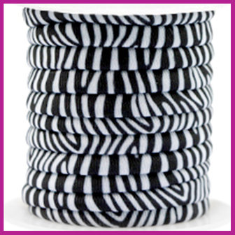 Stitched elastisch lint Ibiza zebra black white