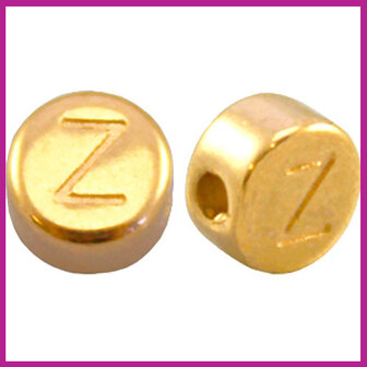DQ letterkraal metaal rond 7 mm Z Goud
