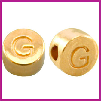 DQ letterkraal metaal rond 7 mm G Goud