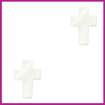 Schelp specials hanger kruisje White (natuurlijke kleur)
