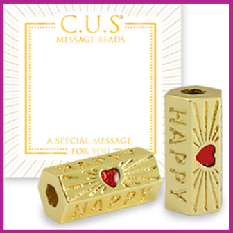 C.U.S sieraden message bead &quot;happy&quot; &amp; hearts