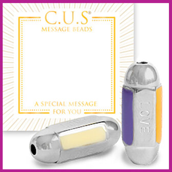 C.U.S sieraden message bead rvs &quot;love&quot; orange zilver