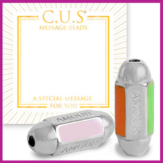 C.U.S sieraden message bead rvs &quot;amour&quot; red zilver