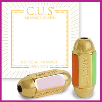 C.U.S sieraden message bead rvs &quot;amour&quot; red goud