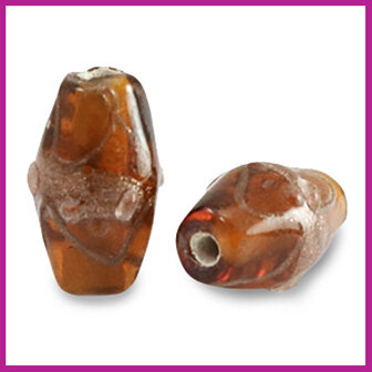 DQ glas kraal lampwork weddingcake topaz bruin