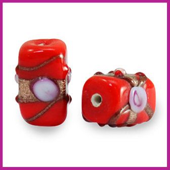 DQ glas kraal lampwork weddingcake red