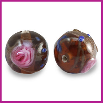 DQ glas kraal lampwork weddingcake rond topaz