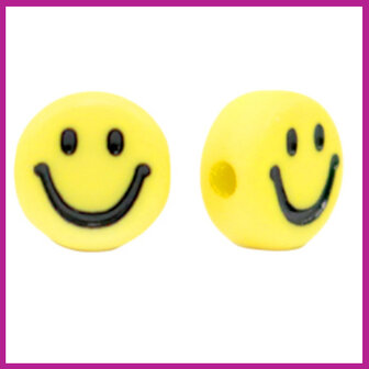 Letterkraal acryl smiley geel/zwart