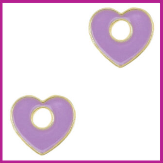 Brass TQ metaal bedel hart Gold-purple lilac
