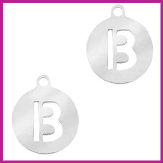 RVS stainless steel bedel initial coin zilver B