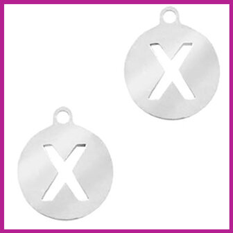 RVS stainless steel bedel initial coin zilver X