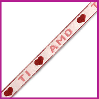 Lint met tekst &quot;ti amo&quot; pink-warm red 