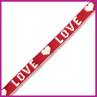 Lint met tekst &quot;love&quot; red-white