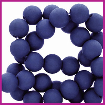 Acryl kraal mat rond 6mm dark royal blue