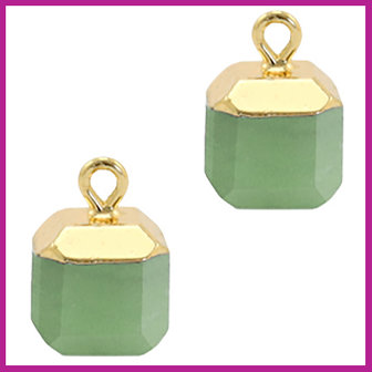 Natuursteen hanger square ocean green gold