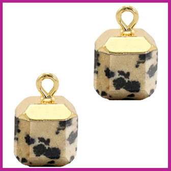 Natuursteen hanger square dalmatian greige gold