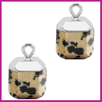 Natuursteen hanger square dalmatian greige zilver