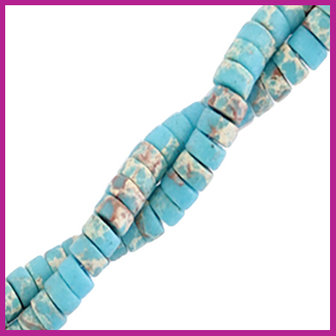 Natuursteen kraal disc 4mm marble cyan blue